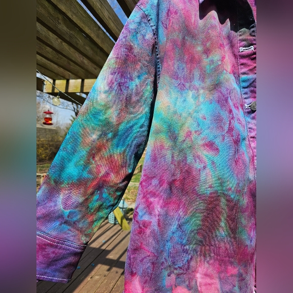 Custom Tie Dye Denim Shacket Express XL - Picture 5 of 9